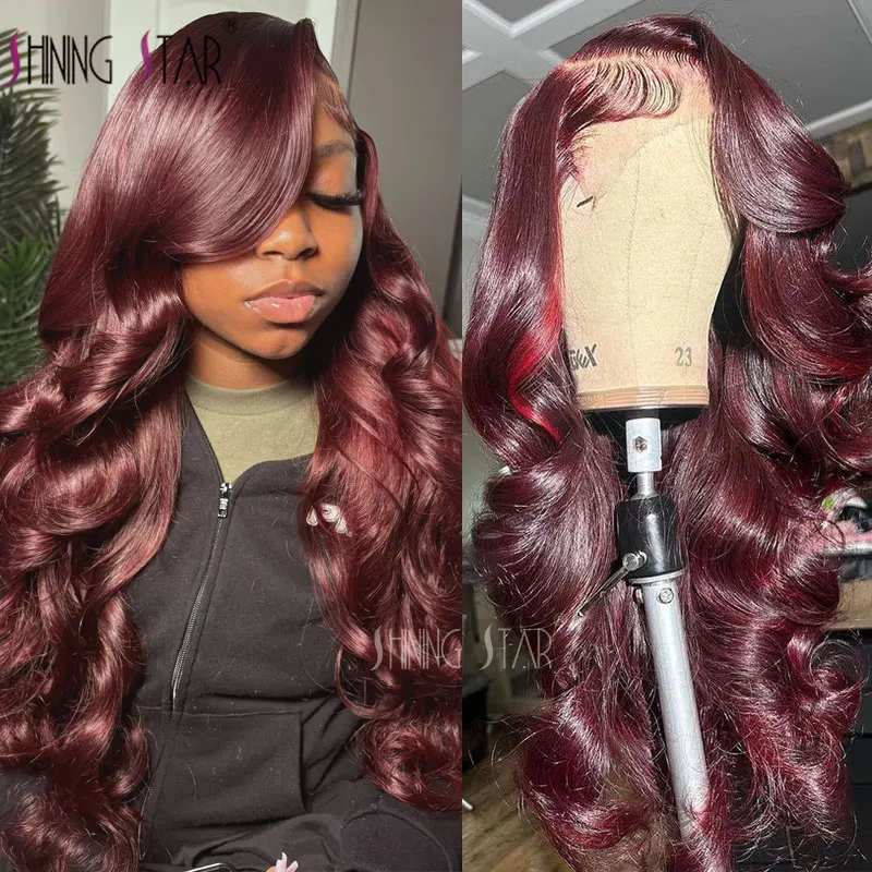 

13X4 Hd Lace Front Wig Human Hair Wigs Hot Red Burgundy Colored Hd Transparent Pre Plucked 13x6 Lace Frontal Human Hair Wigs