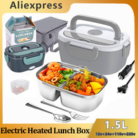 Portable Electric Heated Lunch Box 65W Stainless Steel Detachable 1.5L Heating Bowl Car/Truck/Office Dining Box Microwave Oven