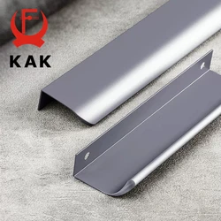 KAK Pearl Gray Hidden Cabinet Handles Kitchen Cupboard Door Pulls Long Furniture Handles Drawer Knobs Aluminum Alloy Hardware