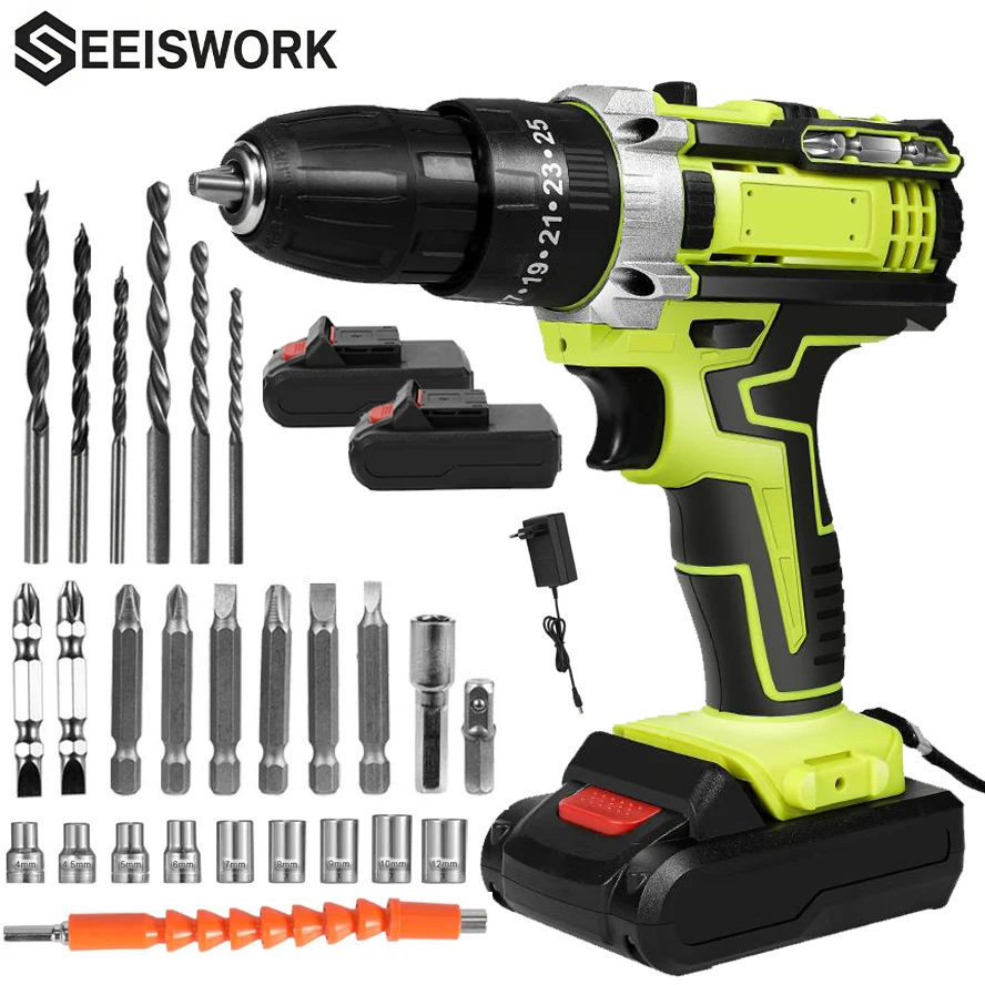 SEEISWORK 48N.M Coppia elevata Cordless Brushless Trapano elettrico Mandrino in metallo Cacciavite Casa FAI DA TE Strumento di Potere Per Makita 28V Batteria