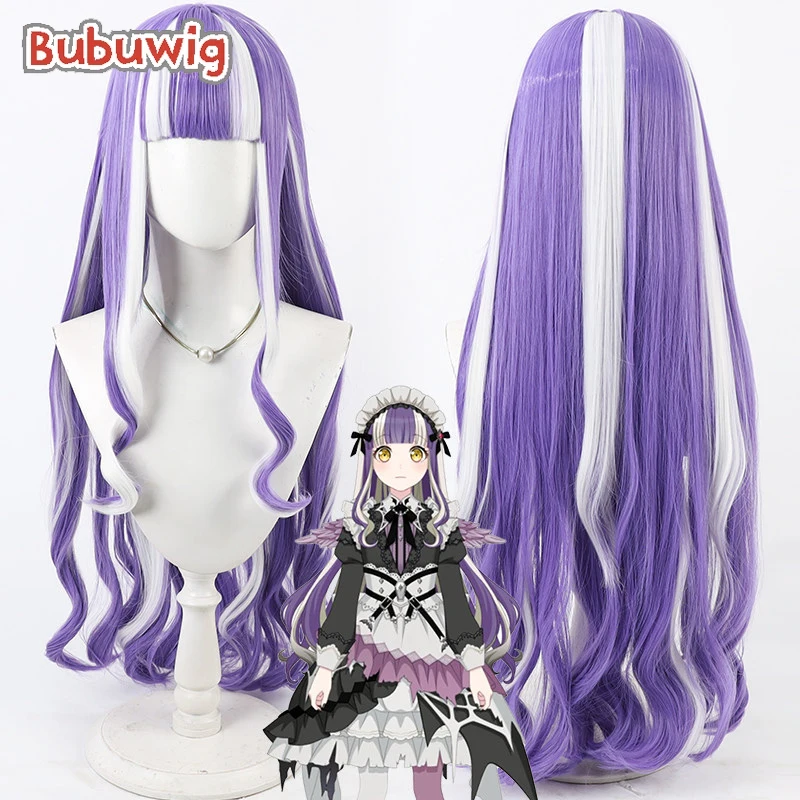 

Bubuwig Synthetic Hair Nyubara Reona Cosplay Wigs BanG Dream! Nyubara Reona 100cm Wavy Purple Mixed White Wig Heat Resistant
