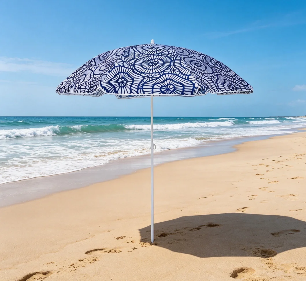 Sombrilla de Playa Zigzag con Ondas, Protección UV, Diámetro 180cm, Resistente al Sol y Perfecta para Disfrutar del Exterior