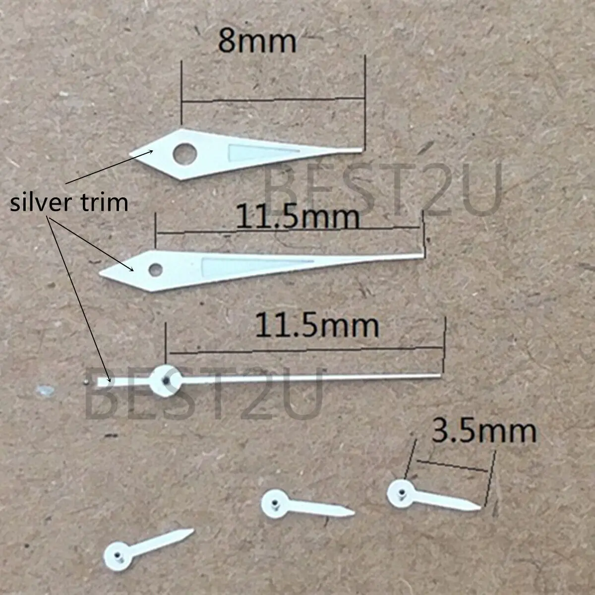 11.5mm Silver Trim Green Lume Watch Hand for Epson