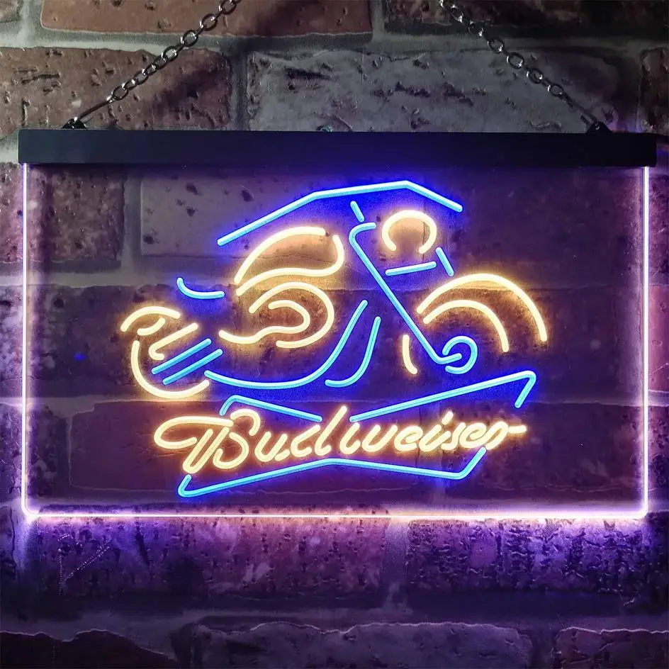 Customized Dual Color LED Neon Sign Beer Motorcycle Garage Led Neon Beer Bar Pub Club Drink Sign Restaurant Wall Art Decor