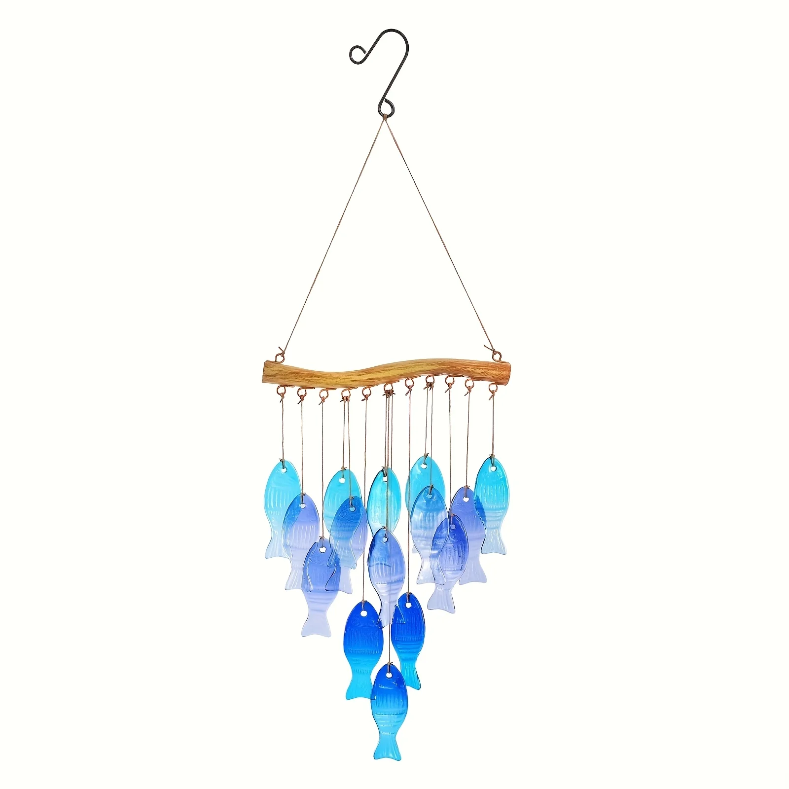 Handmade Blue Glass Fish Wind Chime - Outdoor/Indoor Hanging Decoration With Vibrant Spherical Fish, Garden, Terrace, Beach Part