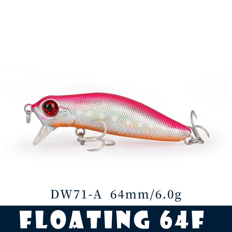 TSURINOYA 64F Ondiepe Runner Drijvende Minnow DW71 64mm 6.0g Riviervissen Ajiing Game Vissen Lokken Wobbler Kunststoffen Nep Aas