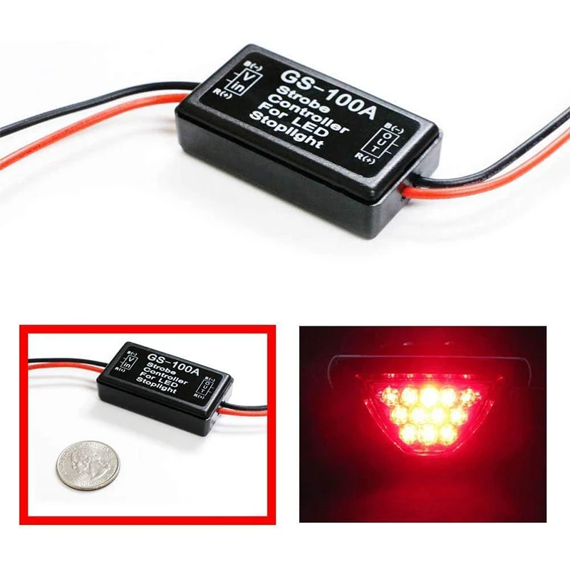 GS-100A Flash Strobe Controller Flasher Module For Car LED Brake Stop Light Lamp CD0102 12V/24V Short Circuit Protection