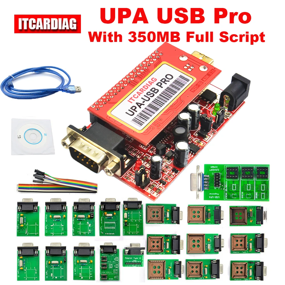 Programador Upa Usb PRO V1.3 SN:050D5A5B, sintonizador de Chip ECU con escritura de 350MB, adaptador Eeprom completo con funciones NEC, Win 10