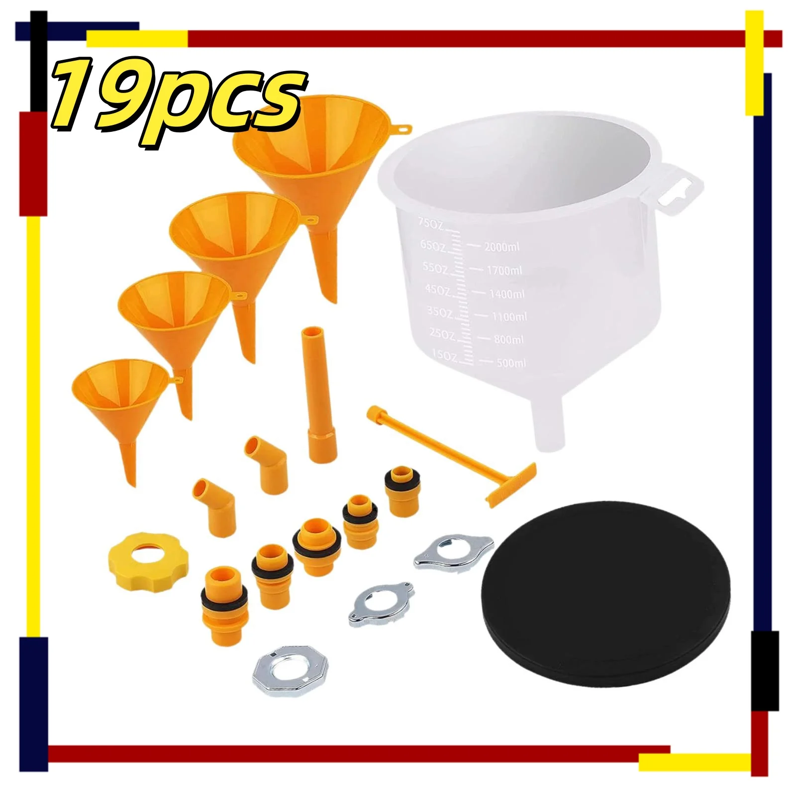 19pcs Generic Leakproof Coolant Funnel Set Vehicle Sturdy Radiator Bleeder Set Coolant Refilling Funnel Coolant Filling Funnel