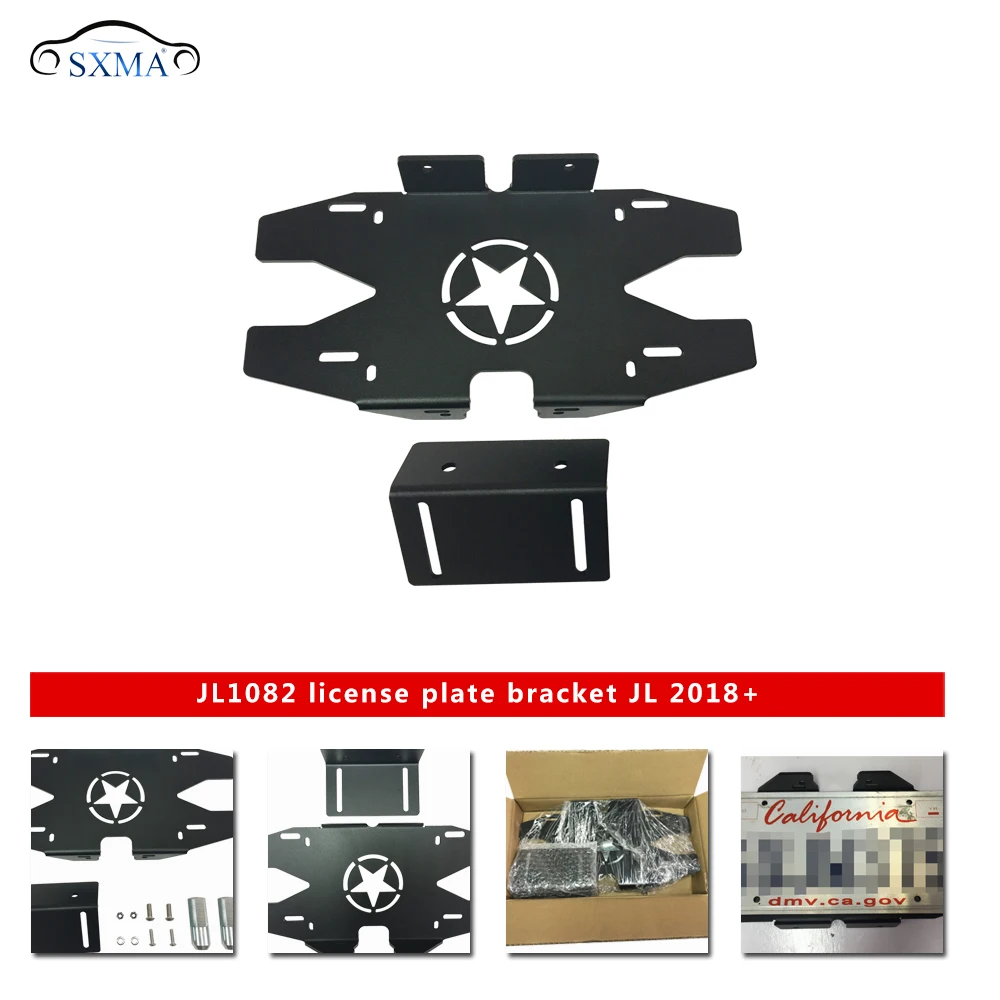 

SXMA JL1082 Rear Tire Center License Plate Bracket kit Aluminum Alloy for Jeep JL for Wrangler 2018+
