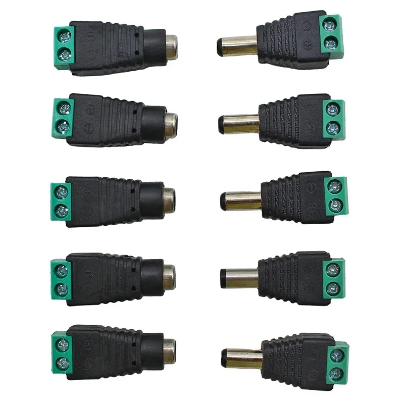 5 par DC 12V męskie złącza żeńskie 2.1*5.5mm adapter wtyczki zasilania gniazda złącze do sygnału kolorowy pasek LED kamera telewizji przemysłowej — zdjęcie 2