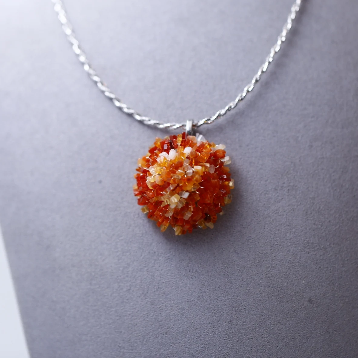 Handmade Natural Flower Style Fire Red Opal Pendant Fine Jewelry Festival Gift