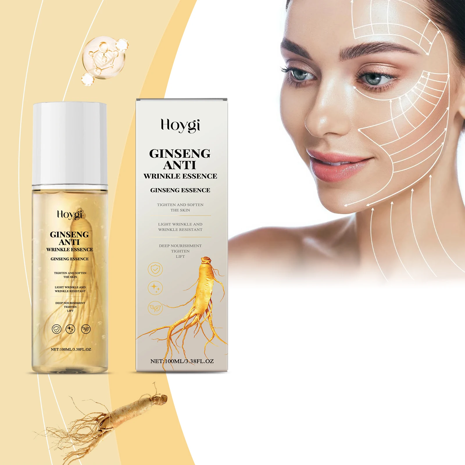

Ginseng Anti Aging Essence Diminish Fine Lines Crow'S Feet Restore Elasticity Skin Lift Facial Contour Non Greasy Hydrate Serum