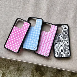Wildflower cute Polka Dot Love plaid phone case iPhone For 17 13 Pro 14 15 Pro 14plus 16promax 12 17 Pro WF acrylic back cover