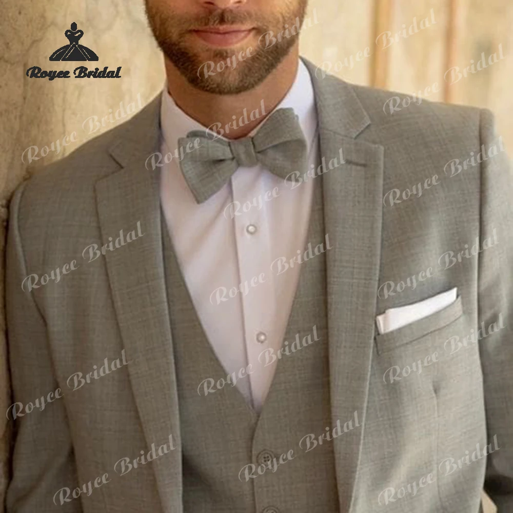 Trajes de boda de tres piezas con un solo botón para hombre, traje de noche de graduación con solapa ajustada de color sólido, 2026