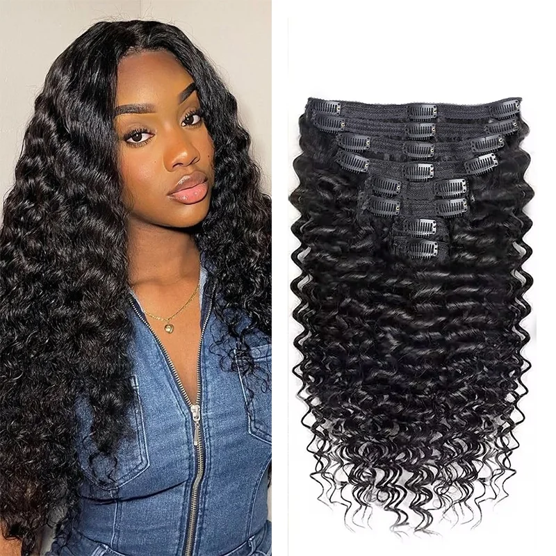 Extensions de Cheveux Humains à réinitialisation Deep Wave, Tissage Brésilien Remy, 8 Pièces, 120 g/Ensemble, Naturel, Document 10-26