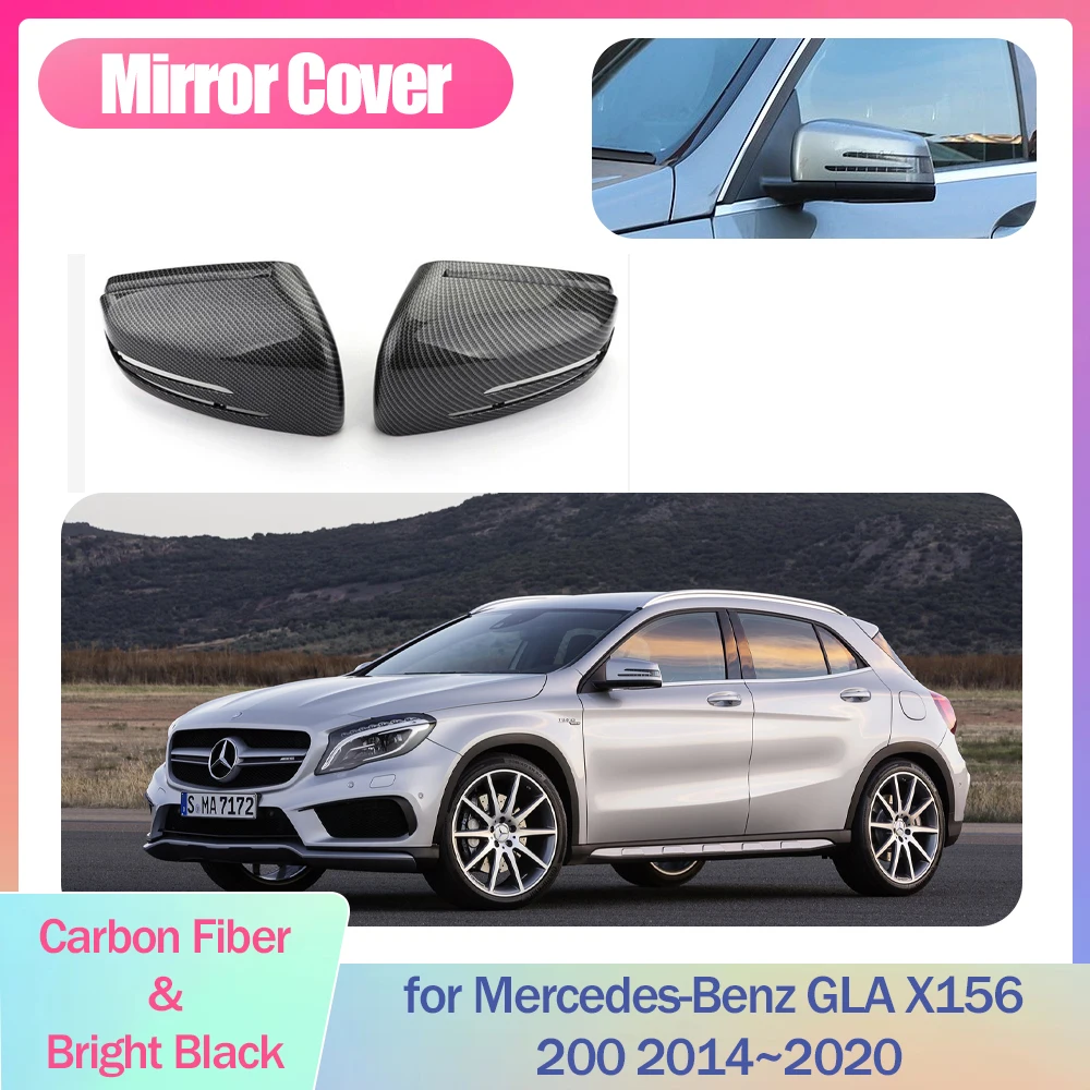 

2 шт. Крышка зеркала автомобиля для Mercedes-Benz GLA X156 200 2014~2020 2015 2016 2017 2018 2019 ABS Displace Cap Wing Carbon Fibre Trim Shell Part Accessories