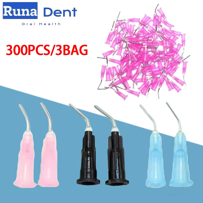 

300pcs Dental Needle Tips For Syringe Applicator Resin Filling Material Whitening Gel Etchant Dental Lab Tools Supplies