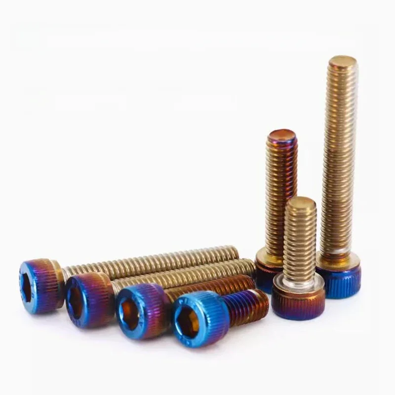 AliExpress Angooter M4 M5 M6 M8 M10 DIN912 Stainless steel titanium blue plated hex socket cup head screws for Bike motorcycle car DIY screws