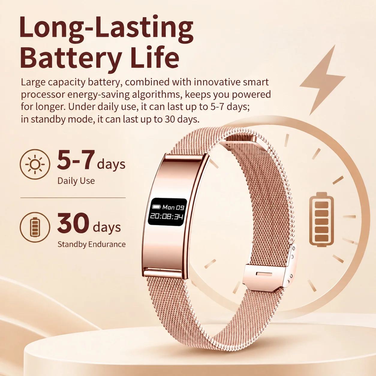 2026 New Ultra-light Smart Bracelet Fashion Wom Heart Rate Sleep Monitor Sports Fitness Tracker  Waterproof Reminder Smart Wacth