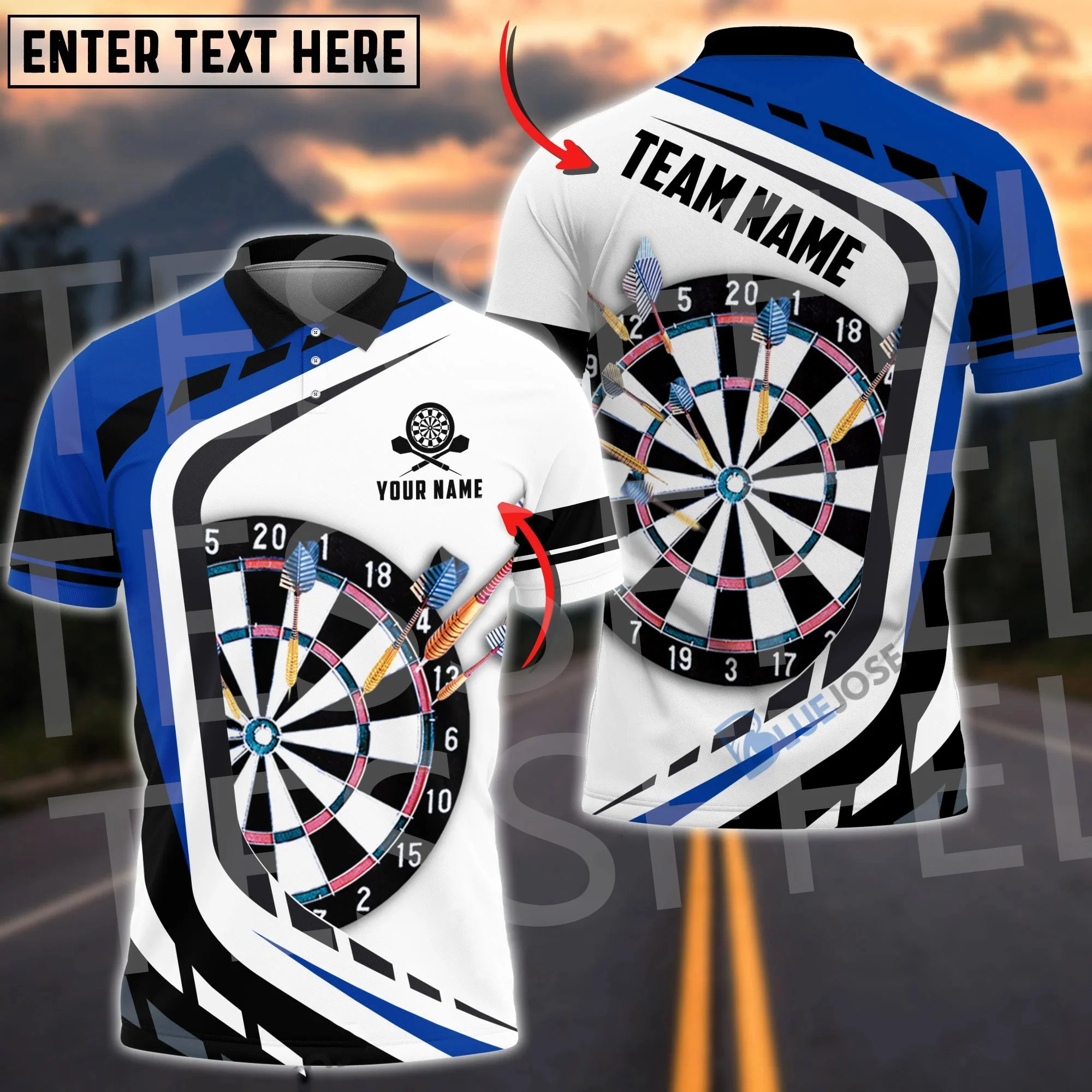 Custom Name Darts Player Sports Beer Game Retro 3DPrint Summer Casual Harajuku Polo Shirts Jersey Streetwear Short Sleeves XN6