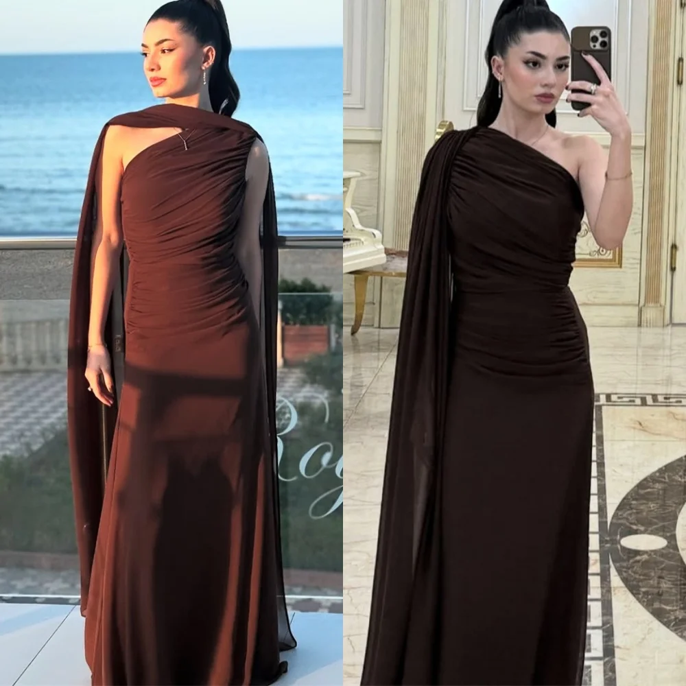 

Customized Temperament pure Jersey Homecoming Dress Classic One Shoulder Shawl Ruched Zipper Back Customized Vestido De Festa