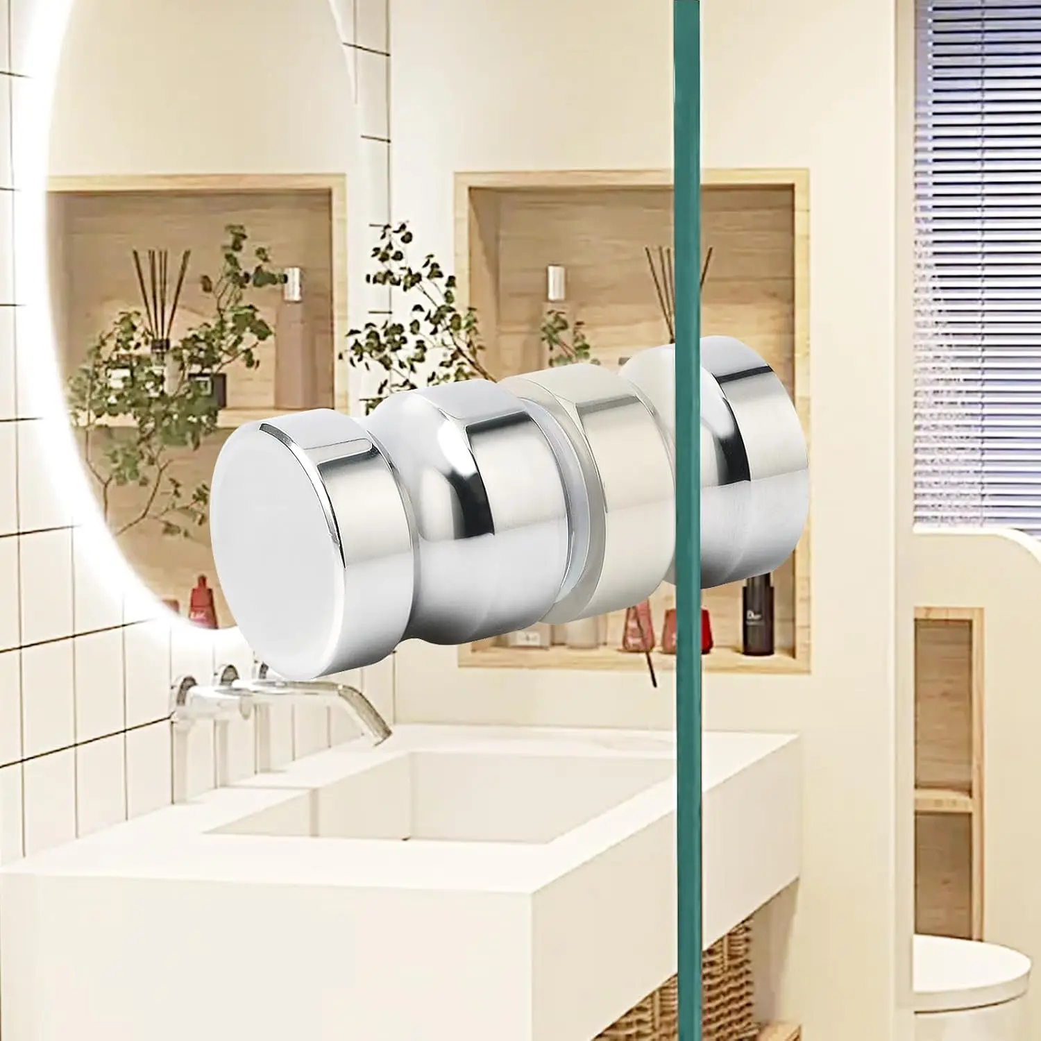 Stylish Shower Glass Door Handle,Sliding Shower Doors Knob,Double Sided Pull Hardware Replacement Parts for Bathroom Glass Doors