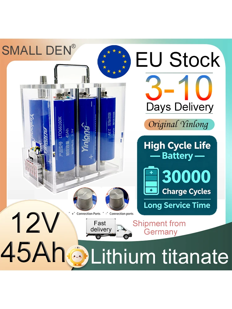 EU-Lager 12V 45Ah 66160 Lithium-Titanat-LTO-Batterie Original Yinlong 10C Hohe Entladeleistung 30000 Zyklen für Elektroboot, EV, Wohnmobil, Auto, Lautsprecher, Solarspeicher, STEUERFREI, 3-10 Tage