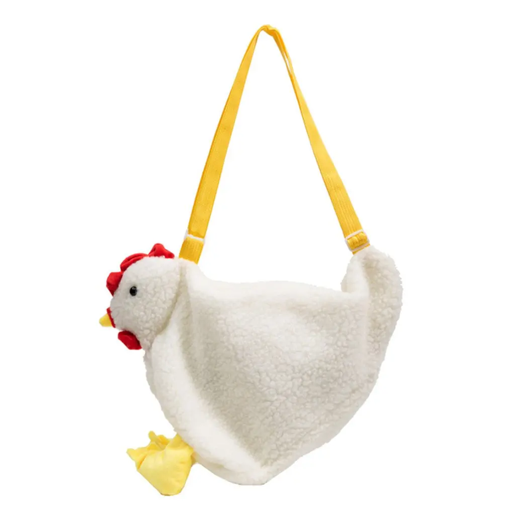 Plush Crossbody Purse Cute Cartoon Chicken Shoulder Bag Party Work Travel Satchel for Women Girls