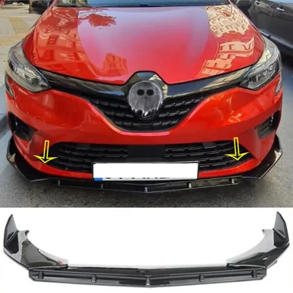 Brbs 3 Pcs Front Bumper Lip For Renault Clio Mk5 2019-2024 Body Kit Car Accessories Spoiler Diffuser Flap Sport Bumper Exterior