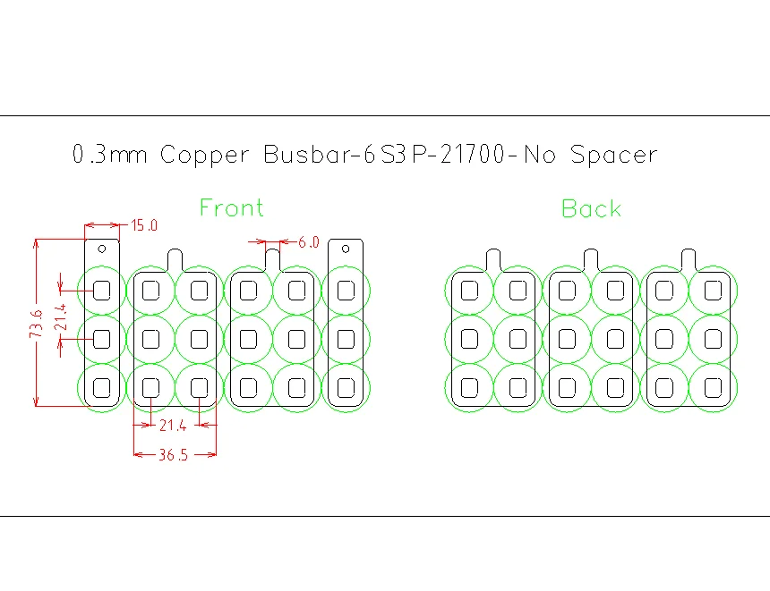 Wellgo 6S3P UAV Battery Accessories, Copper Sheets, Copper Bars, Nickel-Copper Busbars for 21700 Battery Pack, Without Spacer