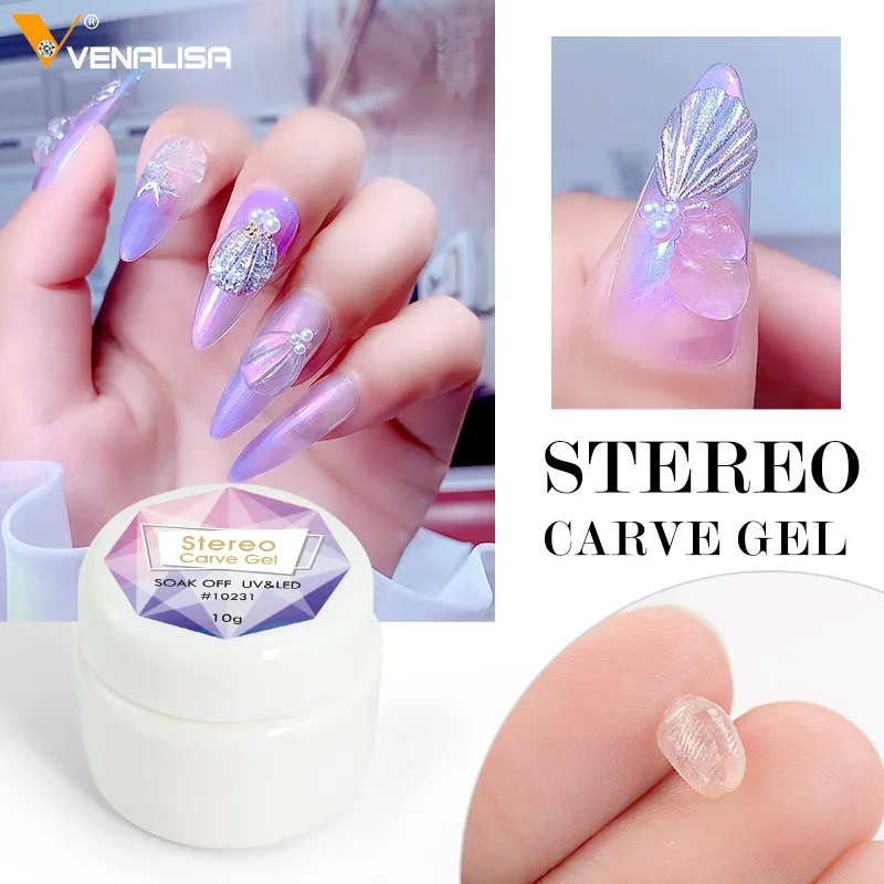 VENALISA Japanese 5D Modeling Stereoscopic Carve Gel UV LED 15g Nail Painting 3D Sculpture Transparent Color Gel Soft Solid Gel