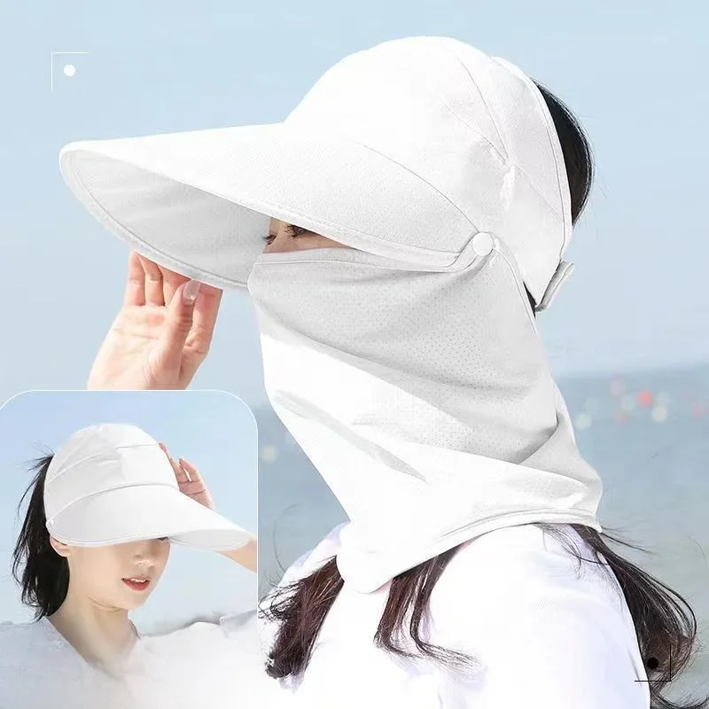 AliExpress Summer sun protection mask women outdoor cycling new style airy anti-ultraviolet shawl sun tea hat