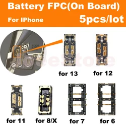 Conector FPC de batería para iPhone, piezas de Cable flexible para modelos X, XS, XR, 11, 12, 13, 14, 15 Pro Max, 6, 6S, 7, 8 Plus, 5 unidades