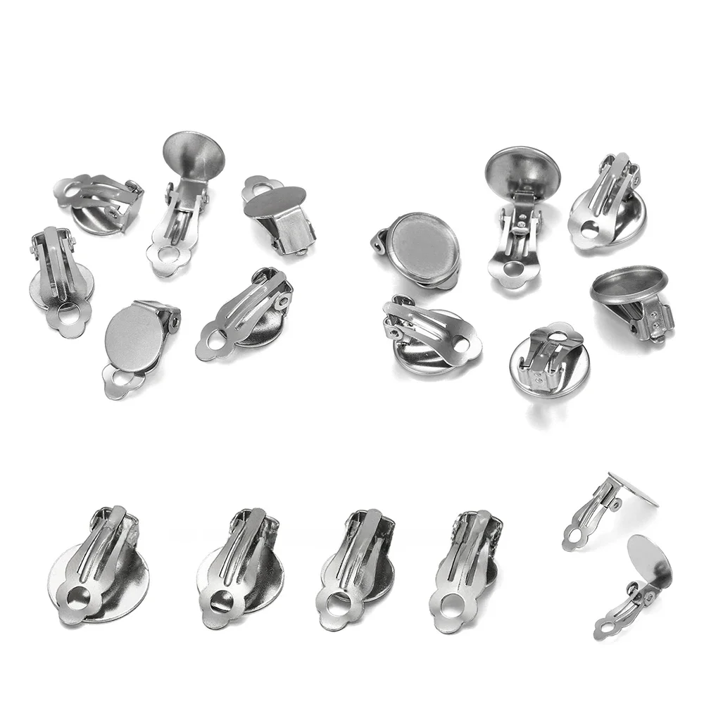 10 teile/los Edelstahl Clip Auf Ohrringe Einstellung Basis Ohrringe Blank Pad Fit Glas Cabochon für DIY Schmuck Machen Lieferungen