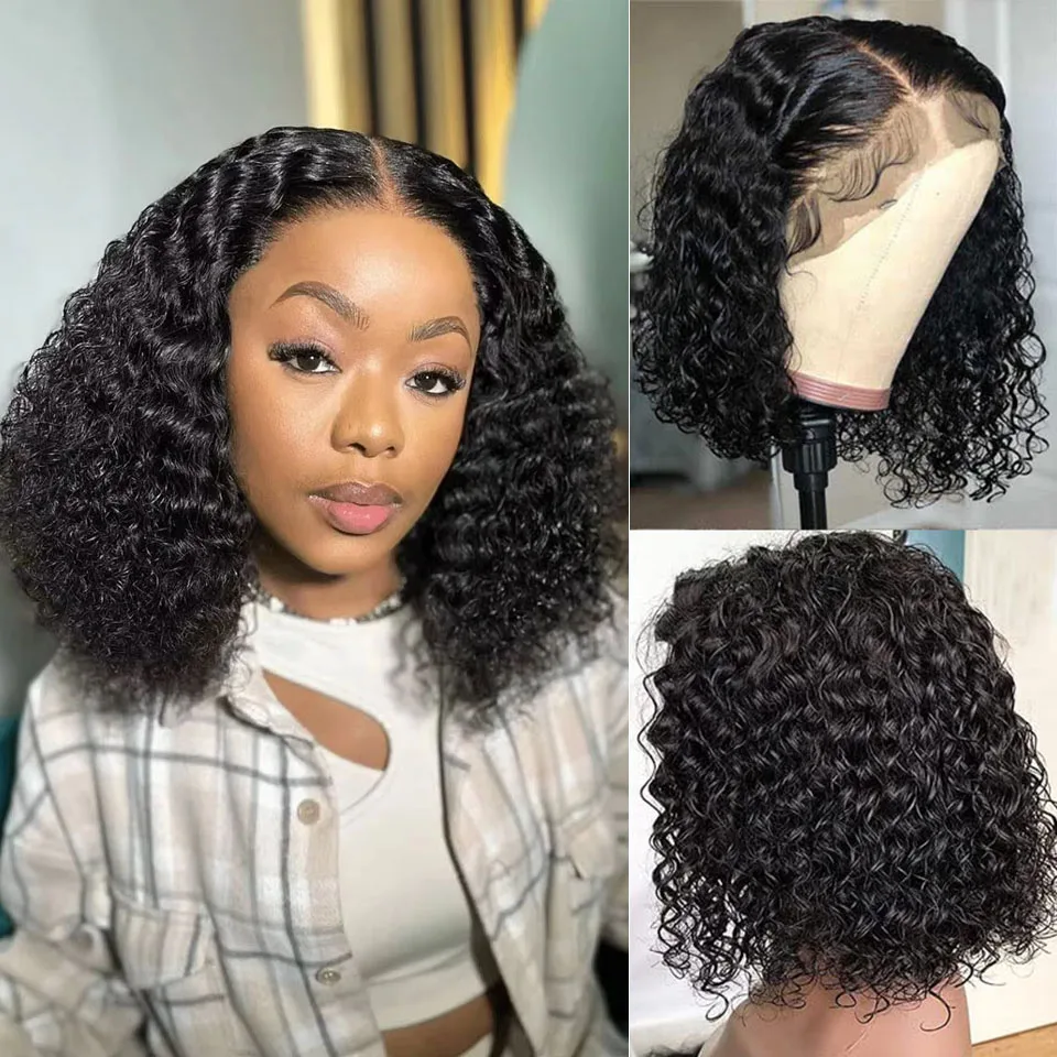 Glueless Brazilian Hair Wigs Bob Wig Human Hair 13x4 Lace Frontal Wig Human Hair Natural Remy Short Curly 4X4 Lace Closure Wigs