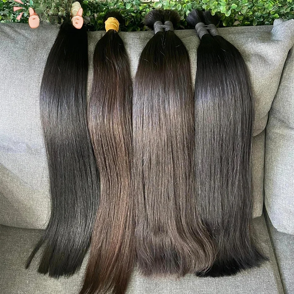 Echt haar Bulk Geen inslag Maagdelijk Remy-haar Vietnamees haar Steil haar Bulk Echt natuurlijk haar Geen inslag voor vlechten Groothandel - afbeelding 2