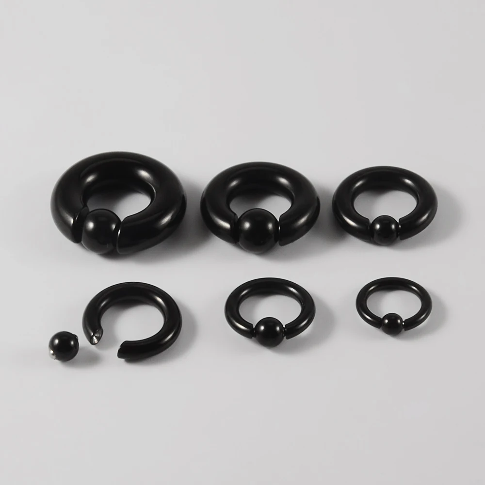 1PC Stainless Steel Large Size Captive Bead Ring Big Gauge Hoop Earrings Nose Ring Ear Weights Earring Piercing 8G-00G