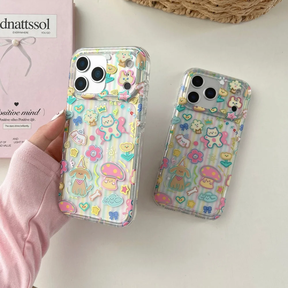 

Fluorescent color imaginary cartoon animal phone case, suitable for iPhone 15/14/16/17ProMax, cute new anti-fall protective case