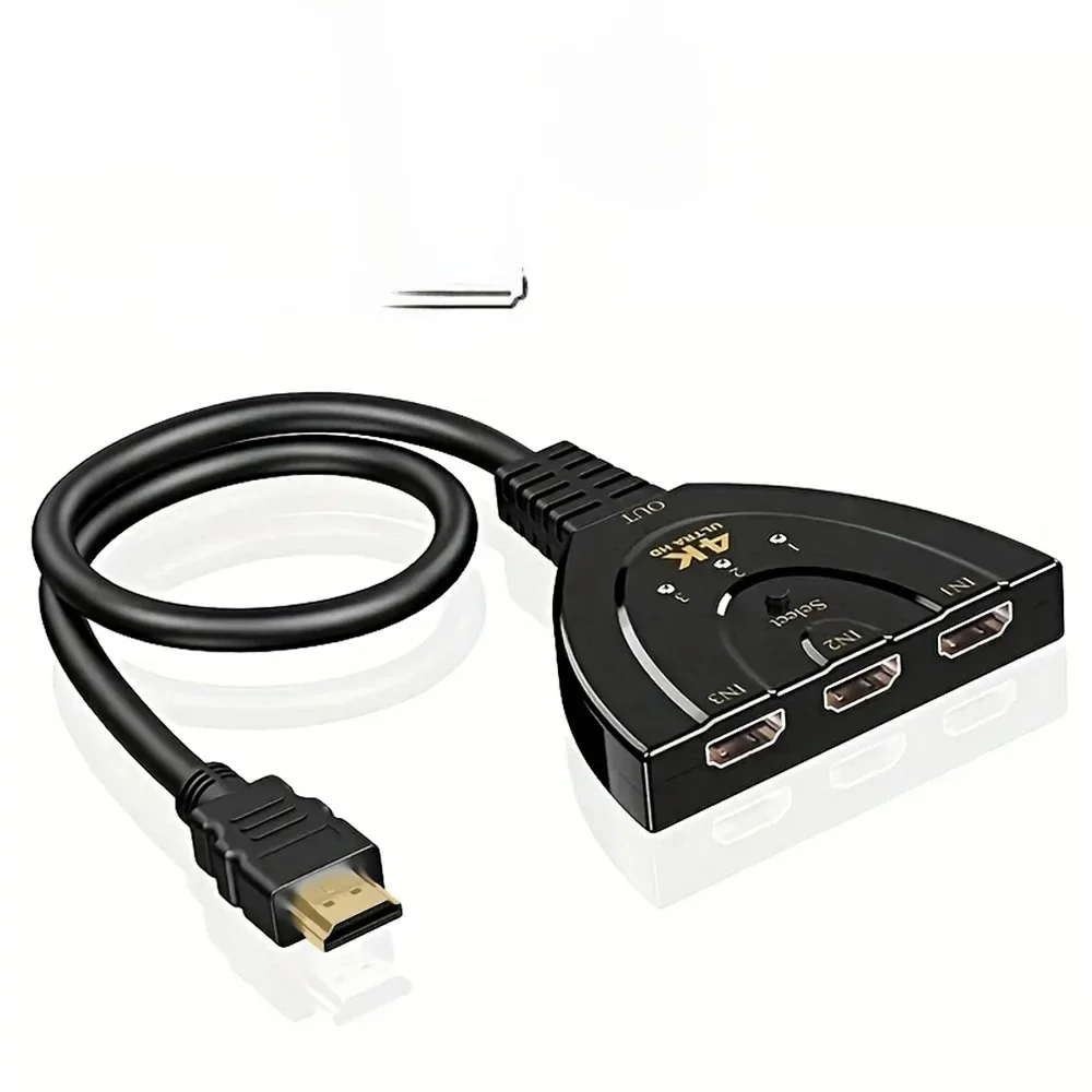 Commutateur compatible HDTV 4K x 2K, 3 ports, commutateur vidéo 3D, séparateur KVM, 3 entrées, 1 Port de sortie Hub pour Xbox, PS4, DVD, PC, ordinateur portable, TV
