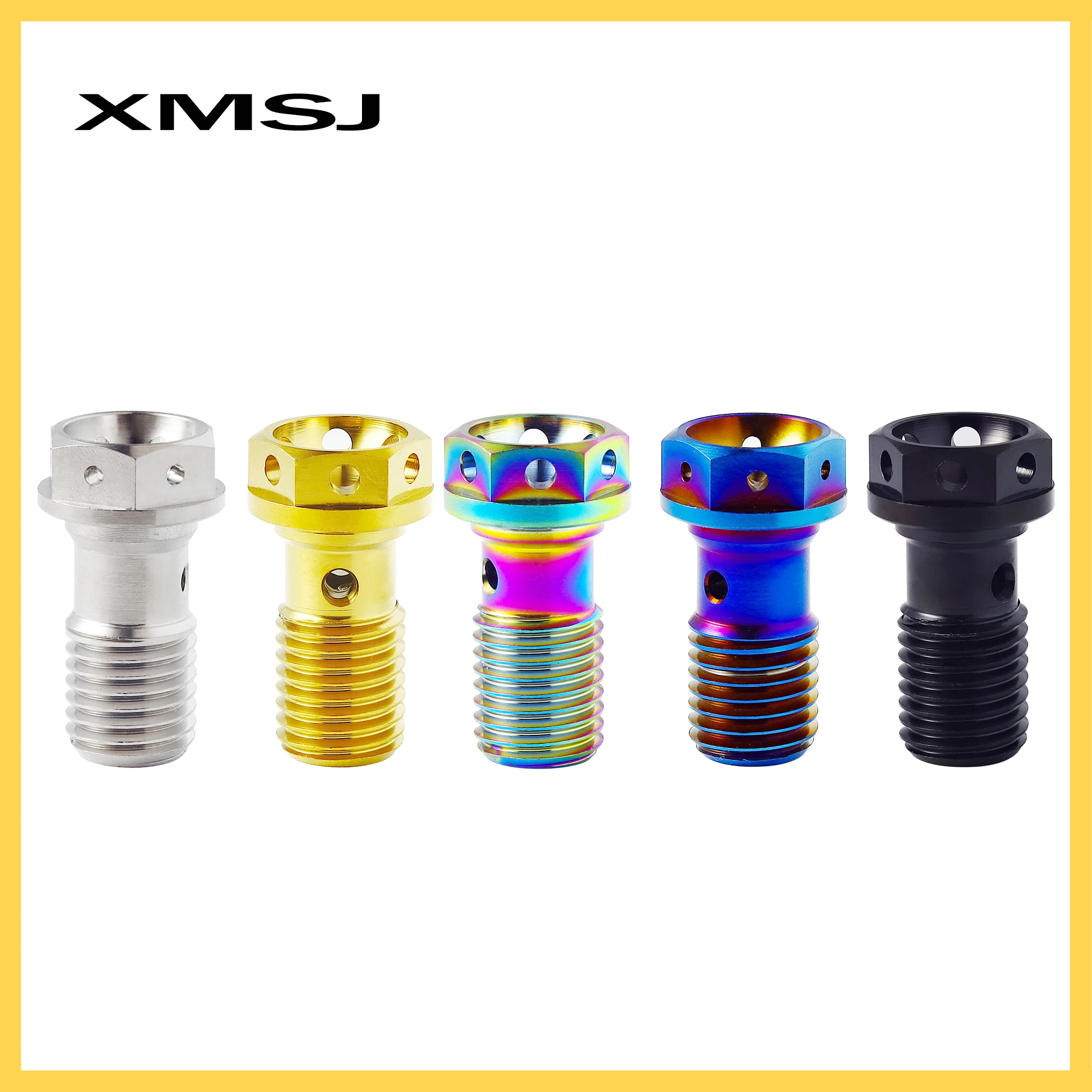 XMSJ Titanium Bolt M10 Motorcycle Brake Caliper Tube Banjo Screw Single Hole Clutch Hexagon Flange Head Screws for Brembo  Bolt