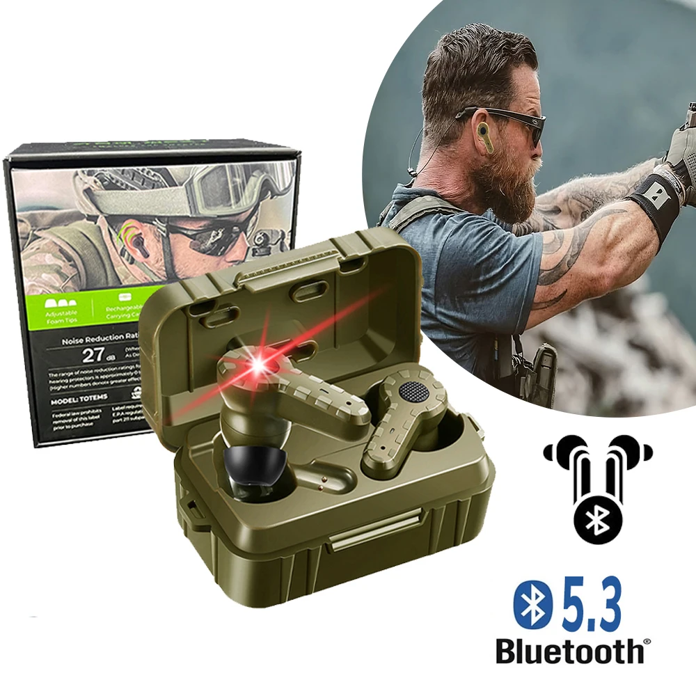 New Bluetooth Earbuds Outdoor Hunting Shooting Earbuds Tactical Headset Electronic Hearing Protection NRR26db