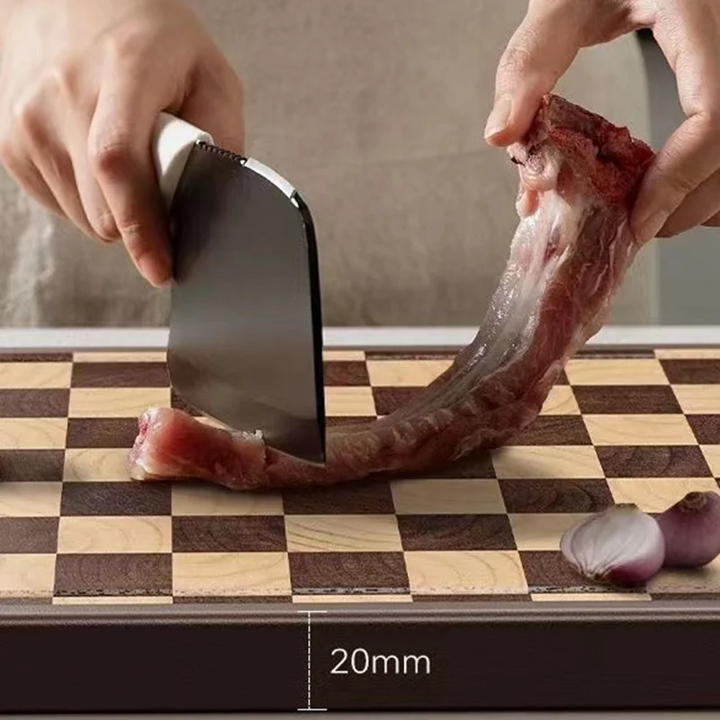 خشب الأبنوس/الفولاذ المقاوم للصدأ لوح تقطيع على الوجهين لوح تقطيع المطبخ من الخشب الصلب المقاوم للعفن، لوح تقطيع الشطرنج #3