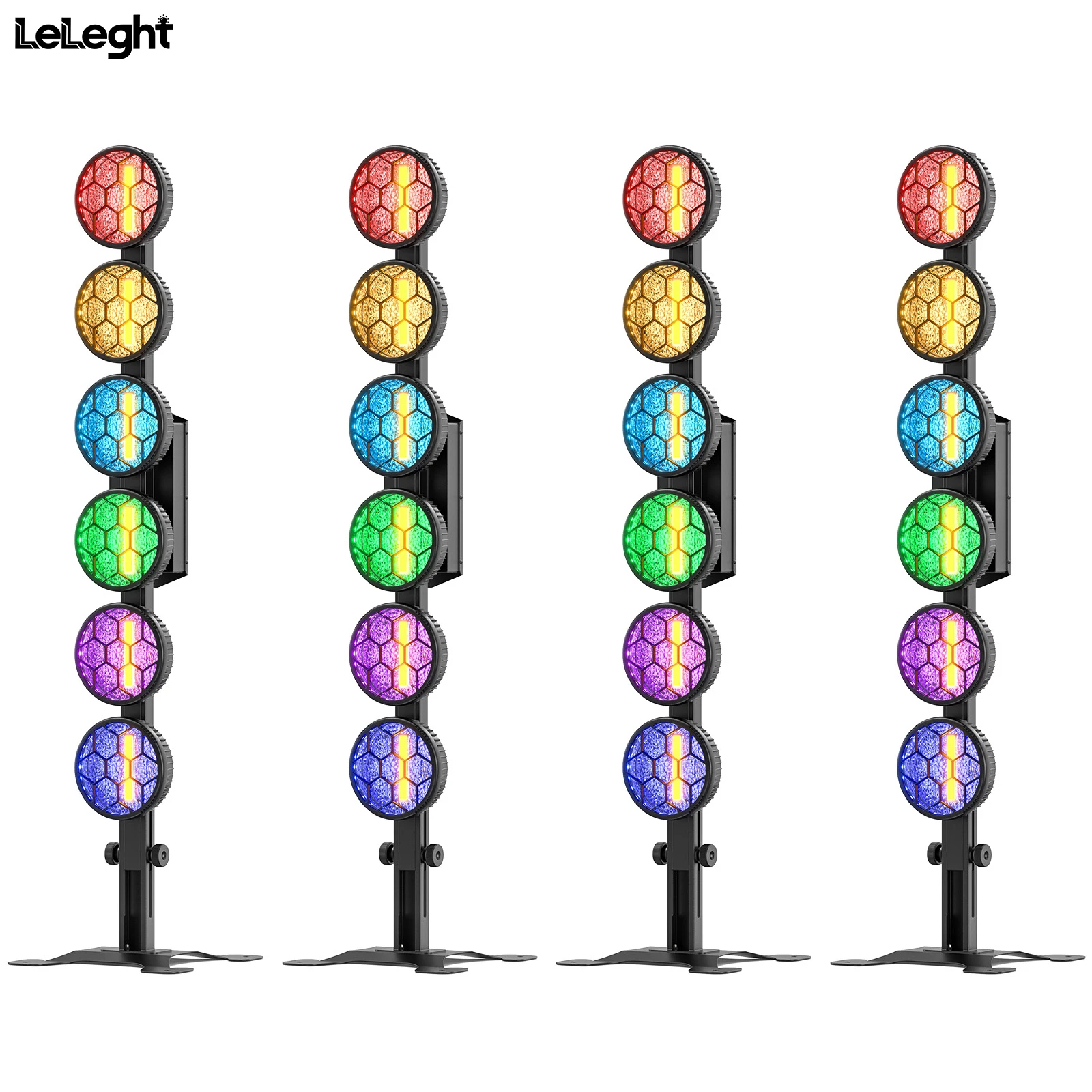 Leleght 4Pcs 300W 6-LED COB Linear Vintage Light Stage Light 1-20Hz Flash DMX512 15/33CH for DJ Concert Party Weddings Nightclub