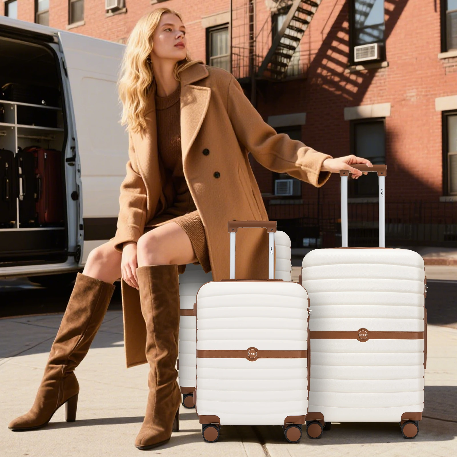 Valigia rigida KONO in ABS + PC con rotelle a 360° °   Serratura a Rullo e Combinazione. (S/M/L)