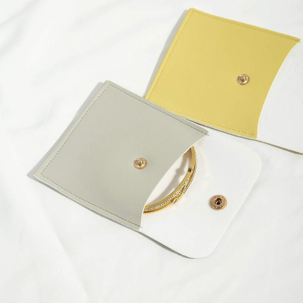 5 Stück PU-Leder Gold Knopf Tasche DIY Schmuck Ohrring Halskette Schnappbeutel Hochzeit Verpackung Geschenktüte Reiseaufbewahrung Staubsack Großpackung – Detail 9