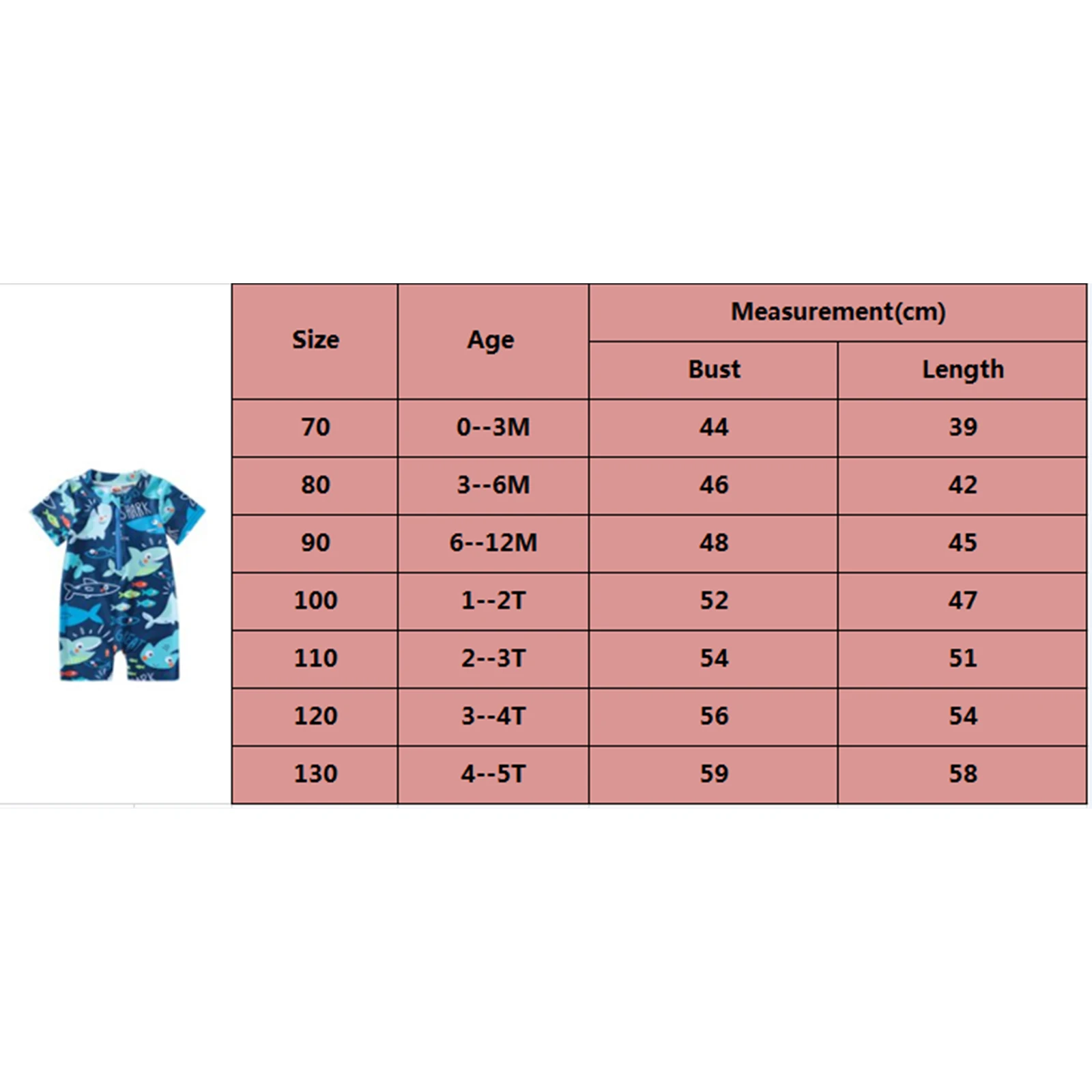 Newborn Baby Infant Boys Swimsuit Cartoon Shark Print Short Sleeve Round Neck Half Zipper Bathing Suit Swimwear Beachwear