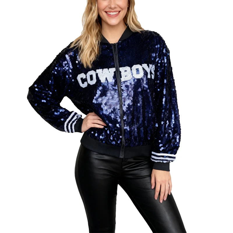 

Игровой день Синие ковбои Блестящие буквы Бомберские куртки