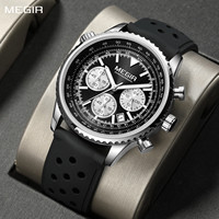 MEGIR Luxury Watch Men Fashion Silicone Band Quartz Military Wristwatch Waterproof Big Dial Sport Chronograph Date Clock 2236