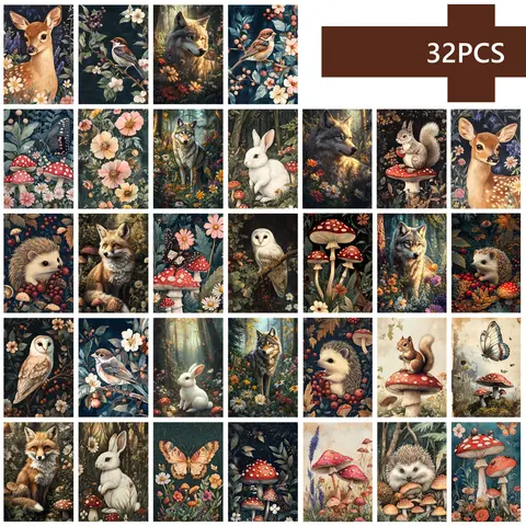 Bilashmart 32pcs, street art postcards, wall stickers, mailing cards, greeting cards, DIY postcards, souvenir postcards, decorative items